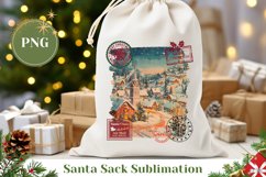 Christmas Night Santa Sack, Retro Christmas Gift Bag Design Product Image 1