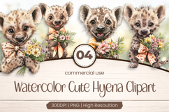 Watercolor Cute Hyena Clipart PNG Product Image 1
