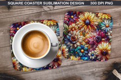 Flowers Coaster Sublimation, Spring Coaster PNG Design Product Image 1