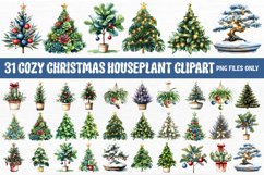 Cozy Christmas Houseplant Clipart Bundle PNG Product Image 1