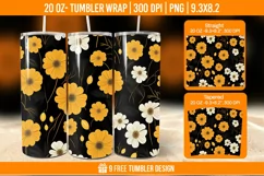 Sunflower Tumbler Wrap Designs, Sublimation Wrap Product Image 1
