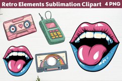 Retro Elements Sublimation Clipart, Sublimation PNG Product Image 1