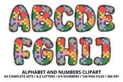Autism Awareness Doodle Letters Puzzle Piece Alphabet PNG Product Image 2