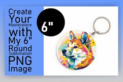 Creative Dog Pattern Round Design Keychain Sublimation Product Image 1