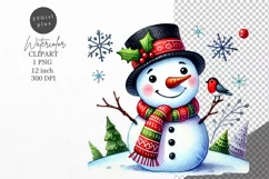 Christmas clipart, Snowman clipart, Winter sublimation Product Image 1