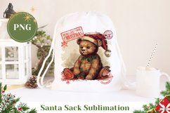 Santa Sack Sublimation, Vintage Teddy Bear Santa Sack Product Image 1