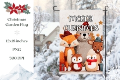 Winter Garden Flag Template, Christmas Animals Garden Flag Product Image 1