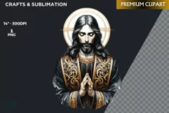 Watercolor Jesus Christ Clipart PNG, black and gold clipart Product Image 2