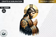 Watercolor Jesus Christ Clipart PNG, black and gold clipart Product Image 1