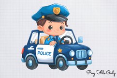 Watercolor Cute Police Clipart PNG Product Image 1