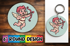 Joyful Round Keychain Magic PNG, Cupid Product Image 1