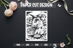 Romantic Couple Paper Cut Card, 5x7 Paper cut Product Image 1