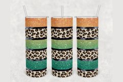 Leopard Faux Glitter Striped 20oz sublimation design tumbler Product Image 1