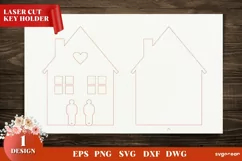 Wooden House Key Holder Laser Cut | Family Keychain Svg Product Image 1