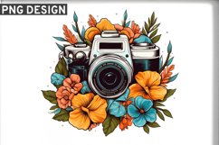 Floral Camera Sublimation PNG Design - Sublimation Design Product Image 1