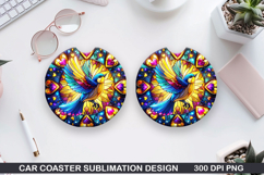 Robin Car coaster sublimation, Valentines Coaster PNG Product Image 1