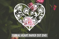 Paper Cut Floral Heart , Paper Cut Heart SVG Product Image 1