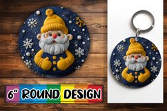 Santa Claus 3D Round Design Sublimation Holiday Keychain Product Image 1