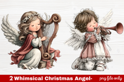 2 Whimsical Christmas Angel Clipart | Cute Holiday Angel PNG Product Image 1