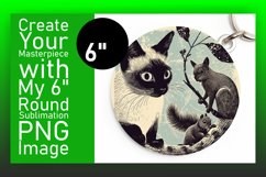 Joyful Cat Sublimation: Circle &amp; Coaster Design Product Image 1