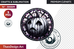 Gothic Jack O Lantern Clipart Horror Stained Glass Halloween Product Image 1