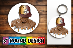 Bright Circle Keychain Design, Afro Mam Product Image 1