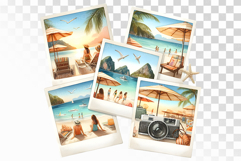 Watercolor Polaroid Prints Tropical Beach Vacation Photo PNG Product Image 1