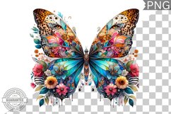 Vibrant Floral Butterfly Sublimation - Clipart PNG Design Product Image 1