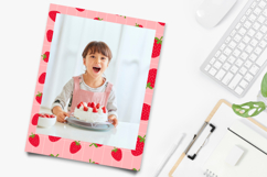 Editable Kids Strawberry Polaroid Frame Canva Template Product Image 3