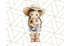 Cowgirl Baby Clipart PNG, Cute Toddler Western Outfit Art Product Image 2