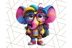 Funky Safari Animals PNG Clipart With Rainbow Hair, Cute Png Product Image 2