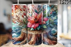 Watercolor Flower Wooden Stump Tumbler - High Quality 3Dpi Product Image 1