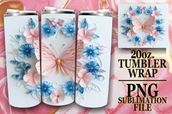 3D Butterfly and Blooms Tumbler Wrap - 20oz Spring Product Image 1