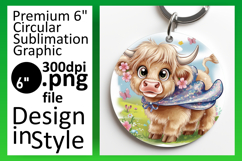 Sophisticated Keychain Circle PNG , Cute Cow Product Image 1