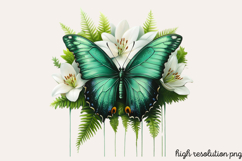 Butterfly Flowers Sublimation PNG Product Image 1