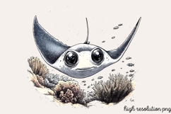 Summer Sea Animals Clipart PNG Product Image 1