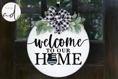 Welcome home | Police Officer Farmhouse Sign | Door Hanger Product Image 1