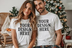 Christmas Bella Canvas 3001 Couple Mockup , BC3001 Couple mo Product Image 1