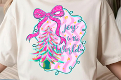Joy To The World Png, Brushtroke Pink Christmas Png Product Image 1