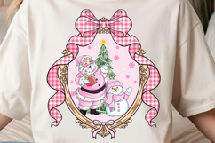 Pink Christmas Png, Merry &amp; Bright Png, Gingerbread Png Product Image 1