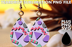 Playful Teardrop Earrings Art PNG, Funky Pattern Product Image 1