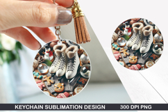 Skates Keychain Sublimation - Christmas Keychain PNG Design Product Image 1