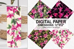 Fuchsia Flowers Pattern Digital Paper- Flowers Background Product Image 1