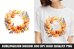 Autumn Fall Floral Frame Sublimation T-Shirt Design Product Image 1