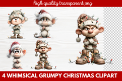 4 Whimsical Grumpy Christmas Clipart | Funny Grumpy Holiday Product Image 1