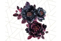 Gothic Floral PNG, Dark Aesthetic Flowers Clipart Print Product Image 2