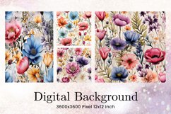 Flower Pattern Background Wallpaper Digital Paper_18 Product Image 1