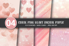 Coral Pink Heart Digital Paper Product Image 1