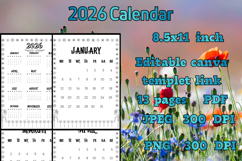 2026 calendar templates with flower frame 2 Product Image 3