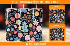 Cute Flower Seemless Tumbler Wrap Designs, Sublimation Wrap Product Image 1